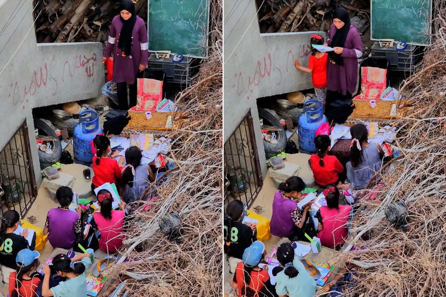 تدريس بين الركام.. أطفال غزة لا يستسلمون