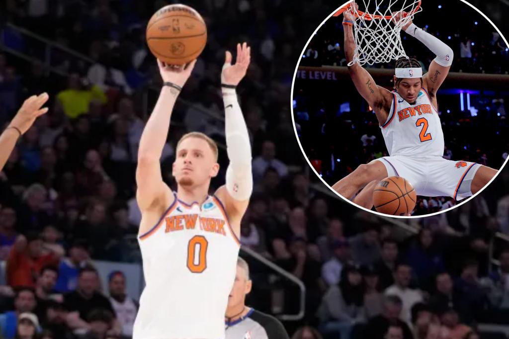 rewrite this title in Arabic Knicks’ Donte DiVincenzo sat in fourth quarter as Miles McBride erupted