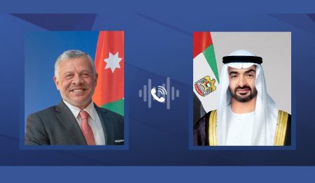 رئيس الدولة يتلقى هاتفيا تعازي ملك الأردن في وفاة هزاع بن سلطان بن زايد