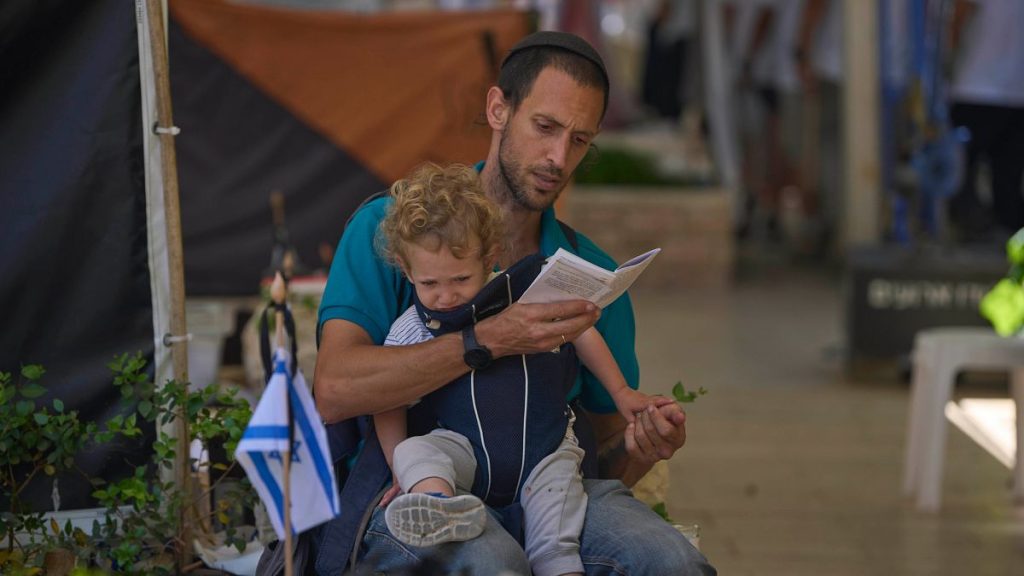 rewrite this title in Arabic Video. Grieving relatives visit military graves before Israel’s Memorial Day