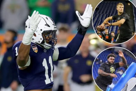 rewrite this title in Arabic Giants seven-round NFL mock draft 2.0: A difference-maker at the top — but not a QB