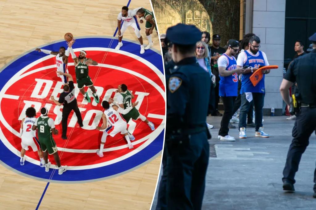 rewrite this title in Arabic Pistons restrict out-of-state ticket sales for playoff games against Knicks