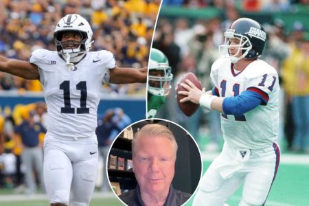 rewrite this title in Arabic Abdul Carter thrilled by possibility of Giants icon Phil Simms allowing him to wear No. 11: ‘An HONOR’