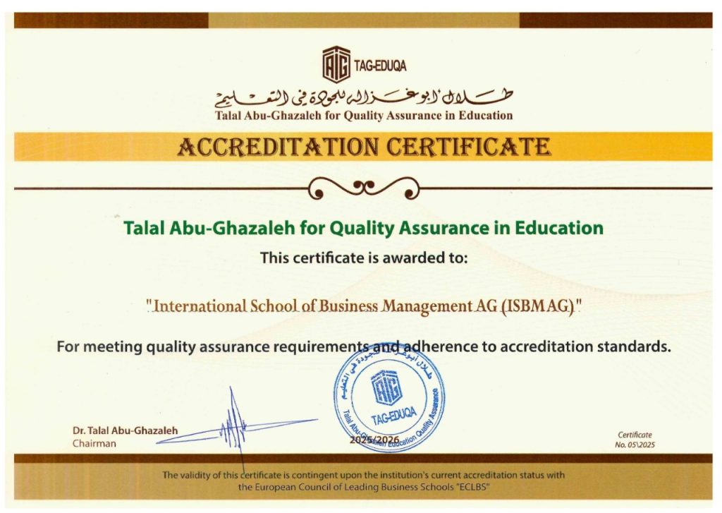 الجامعة السويسرية الدولية (SIU) تحصل على اعتماد المنظمة العربية لضمان الجودة في التعليم (AROQA) عبر هيئة TAG‑EDUQA بقيادة الدكتور طلال أبوغزالة