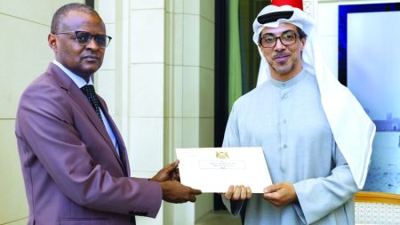 رئيس الدولة يتلقى رسالة من رئيس تشاد تسلمها منصور بن زايد