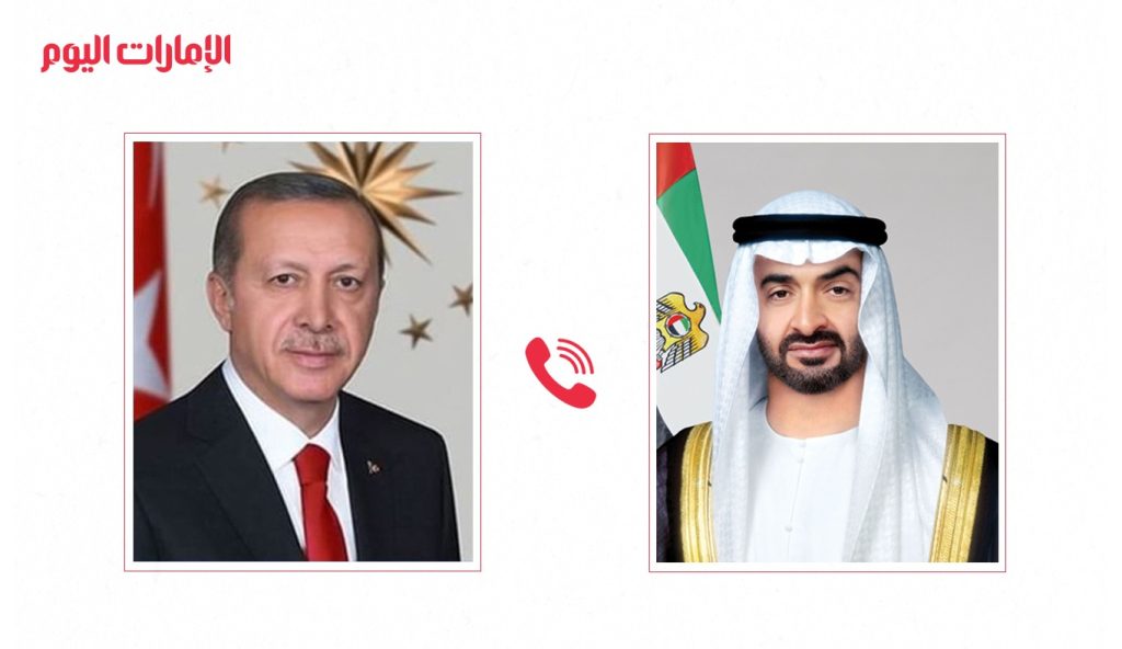 رئيس الدولة والرئيس التركي يبحثان هاتفياً علاقات التعاون والتطورات الإقليمية