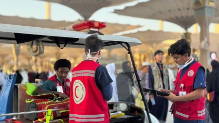 الهلال الأحمر يباشر مهامها الإسعافية في المسجد النبوي أثناء صلاة الجمعة