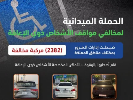 «المرور»: ضبط 2382 مركبة مخالفة متوقفة في أماكن «ذوي الإعاقة»