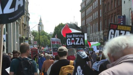 مظاهرة في العاصمة البريطانية لندن للمطالبة بوقف فوري للحرب على غزة