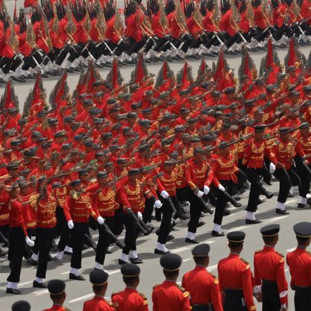 Despite unprecedented losses to rebel forces, Burmese military junta displays its strength at annual parade.