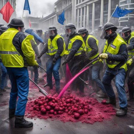 Farmers Protest Outside European Union HQ by Sealing Off Streets, Throwing Beets, and Spraying Manure at Police