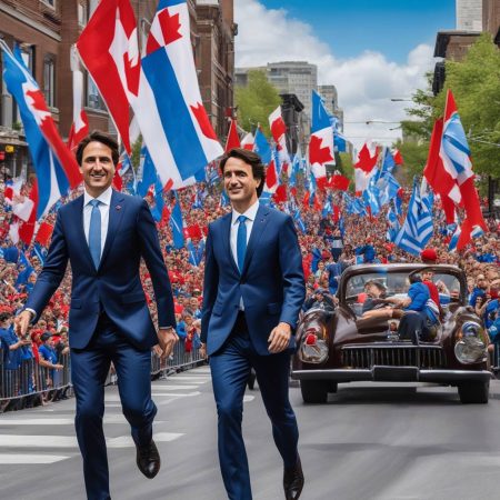 Justin Trudeau and Greek Prime Minister Mitsotakis participate in Montreal independence parade.