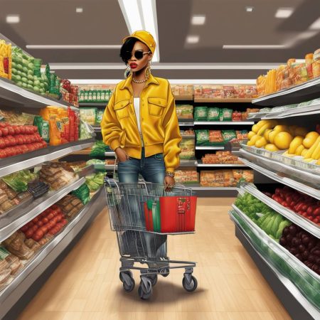 Rihanna elevates a casual grocery store look into a striking outfit