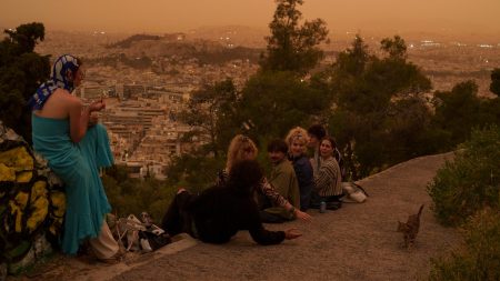 Greece Orange Sky