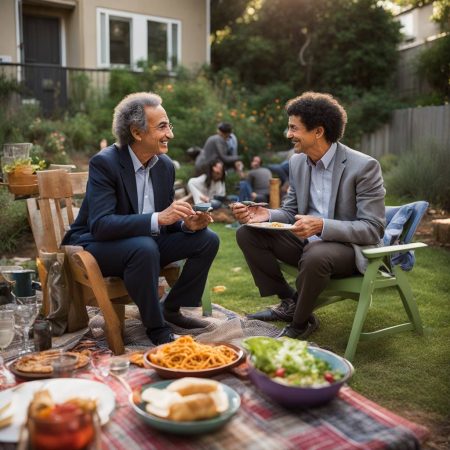 A UC Berkeley law professor engages in a discussion with a pro-Palestinian student at a backyard dinner