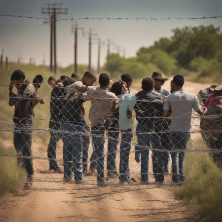 Camera captures group of unauthorized migrants cutting through razor wire and crossing border into Texas