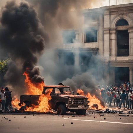 Demonstrators in southern Mexico burn down state government building and set fire to twelve vehicles