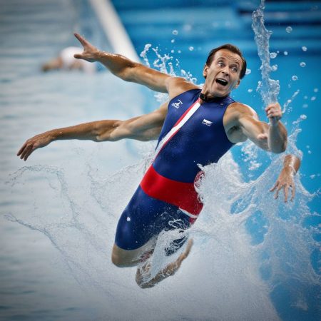 French president witnesses diver's massive spill during Olympics pool opening