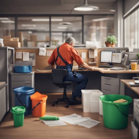 Janitor locks himself in office