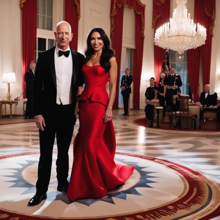 Lauren Sánchez Turns Heads in Bold Red Corset Dress Alongside Jeff Bezos at White House State Dinner