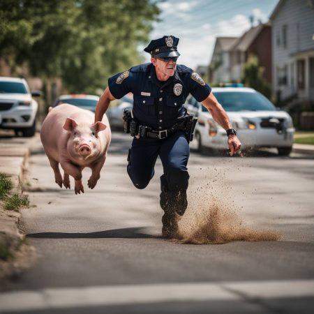 Police officer becomes internet sensation after chasing and tackling pig in neighborhood: 'I've done this before'