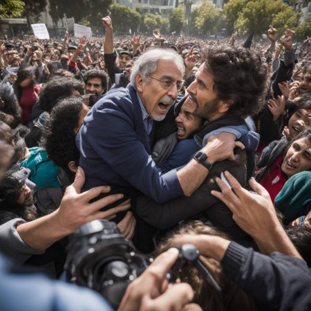 rewrite this title Berkeley professor attempts to grab mic from Palestinian student during protest