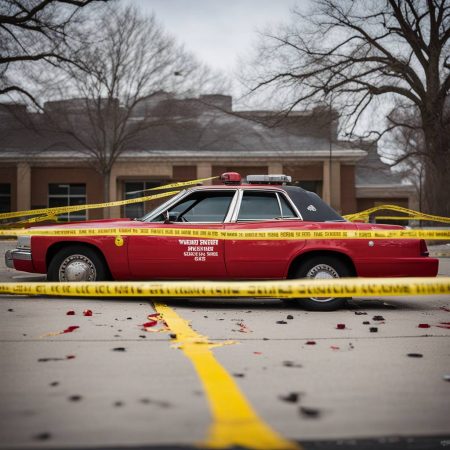 rewrite this title Crime scene tape set up around car with bullet holes at Ohio State’s Wexner Medical Center