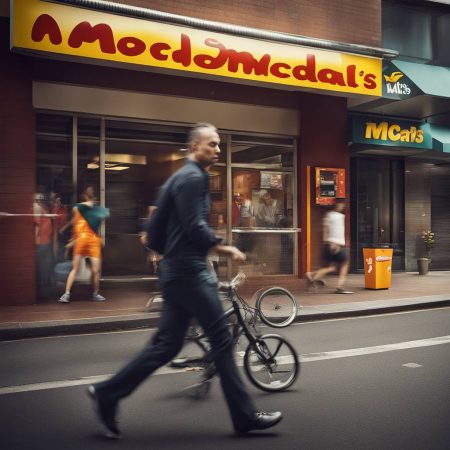 rewrite this title Man sentenced after crashing into Sydney McDonald’s and chasing woman