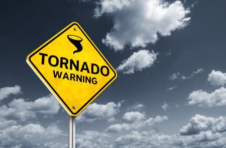 stock image tornado warning sign