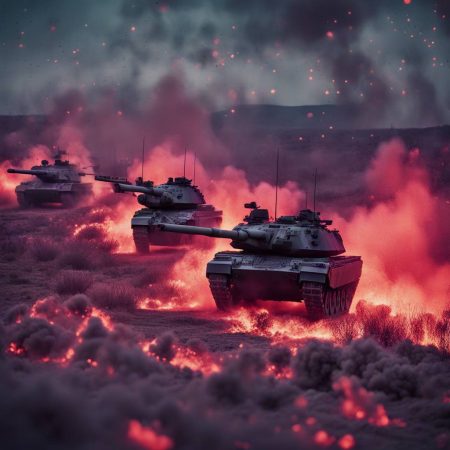 Thermal Vision Footage Captures Rare Moment of Cluster Rounds Bombarding Russian Tanks