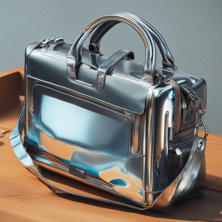 This futuristic chrome carry-all bag is sleek and stylish