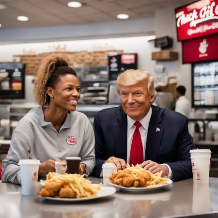 Trump stops by Chick-fil-A in Atlanta, treating customers to chicken and shakes