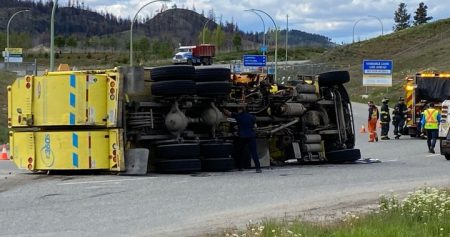 Kelowna garbage truck rollover