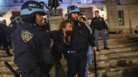 NYPD officers remove anti Israel agitator