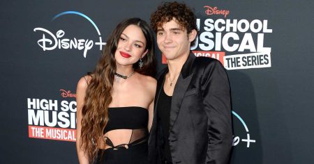 Olivia Rodrigo and Joshua Bassett Reunite for HSMTMTS Season 3 Premiere High School Musical The Musical The Series Red Carpet 8