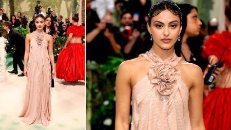 camila mendes con vestido halter en la met gala 2024