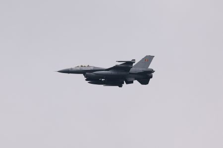 rewrite this title Ukrainian Pilots Are Completing F-16 Training: Kyiv Military Official f 16 flies over belgium