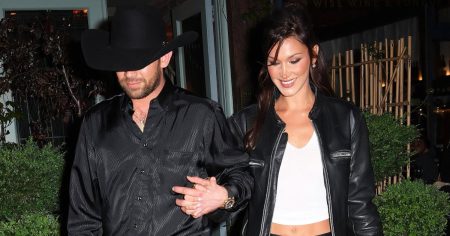 feature Bella Hadid Stuns in Black Leather Look with Cowboy Boyfriend Adan Banuelos in NYC