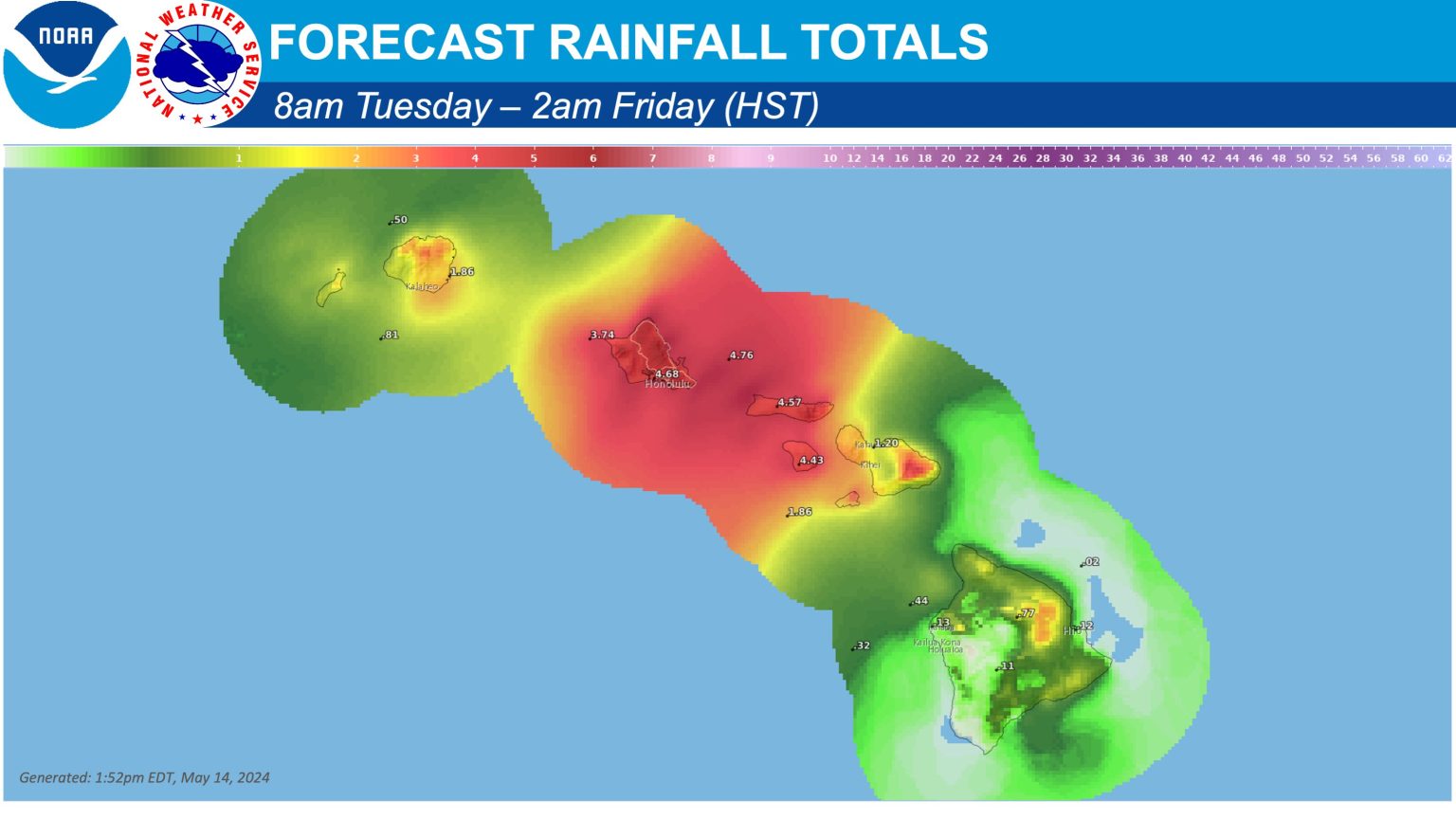 hawaii rainfall forecast