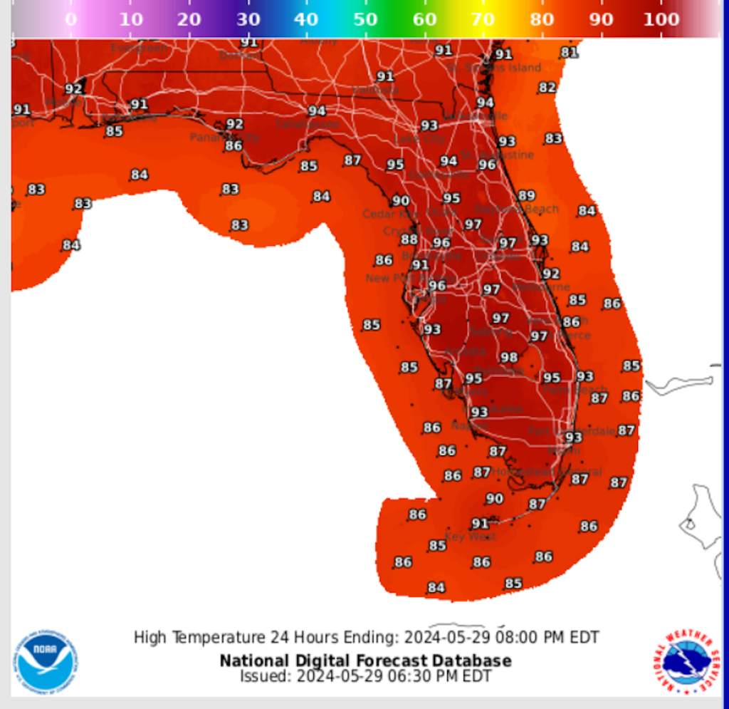 map shows florida cities hit new recordheat