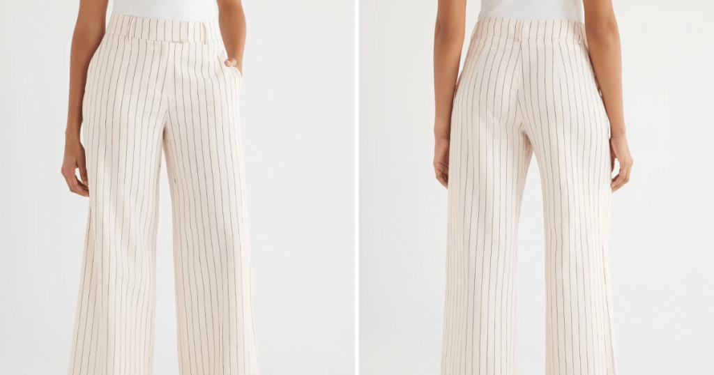 scoop linen blend wide leg pants