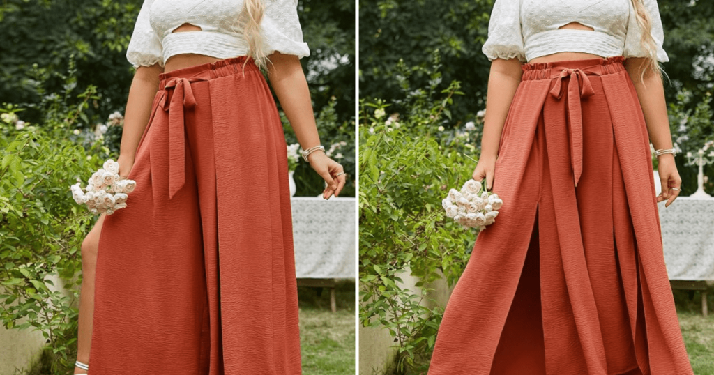 simplee split flowy wide leg pants