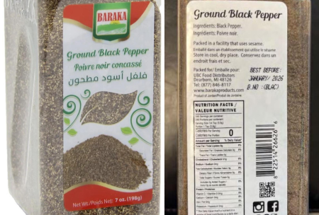 black pepper recall issued