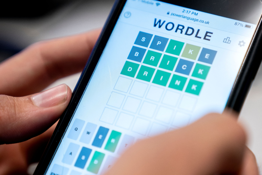 person playing online word game wordle