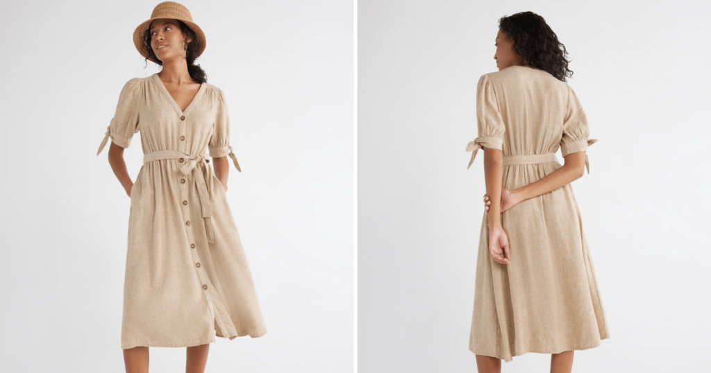 time and tru linen midi dress