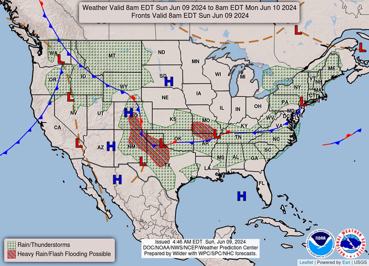 weather forecast map june 9