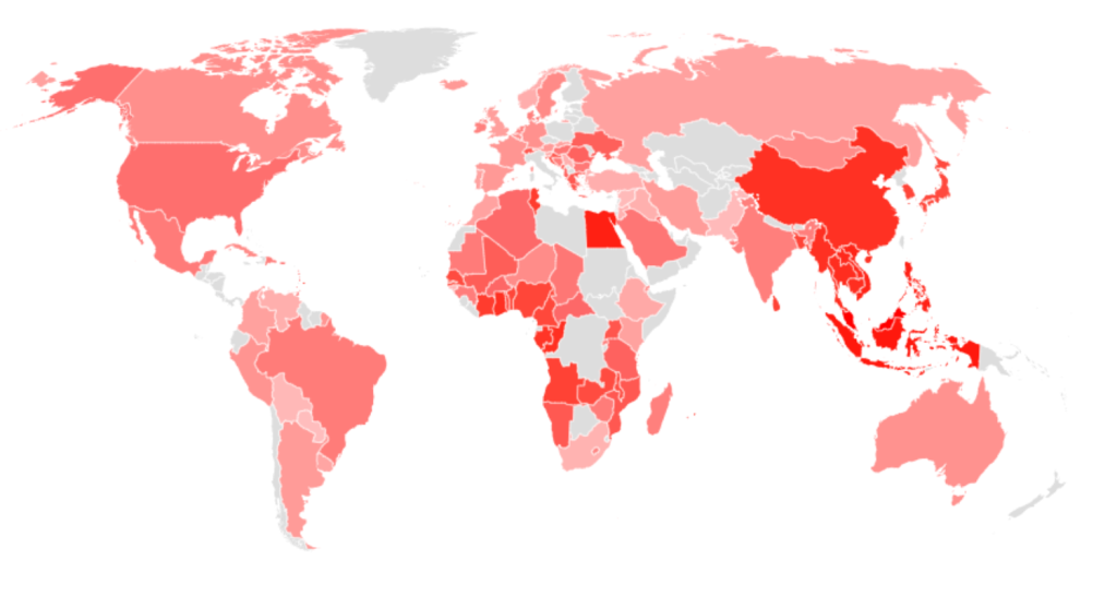 world map microplastics