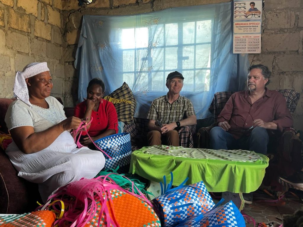 Galgon with women making baskets