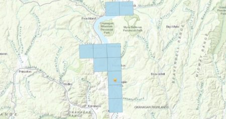 South Okanagan earthquake location map