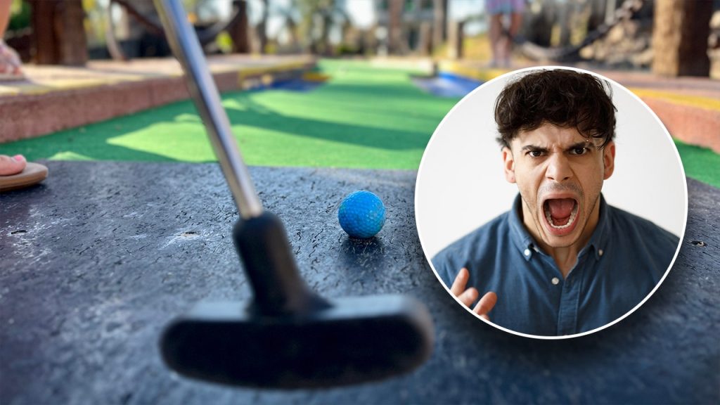 man angry mini golf